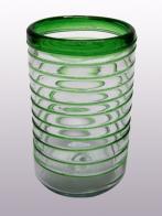  / Juego de 6 vasos grandes con espiral verde esmeralda